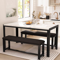 Rectangle kitchen table with bench hot sale